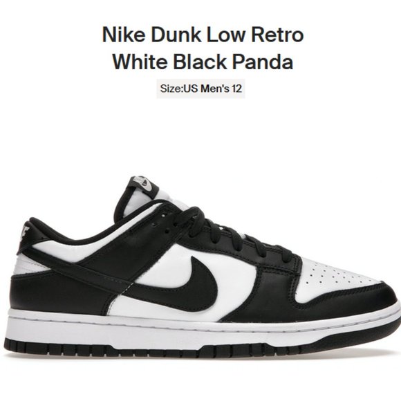 Nike Other - SIZE 12 - Nike Dunk Low Retro White Black Panda - DD1391-100 - AUTHENTIC NEW!